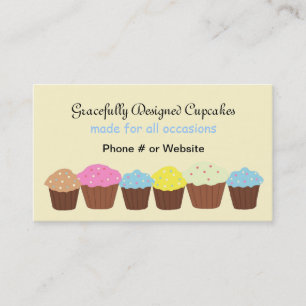 Cartão De Visita Cupcakes Desenhados com Elegância