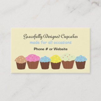Cartão De Visita Cupcakes Desenhados com Elegância