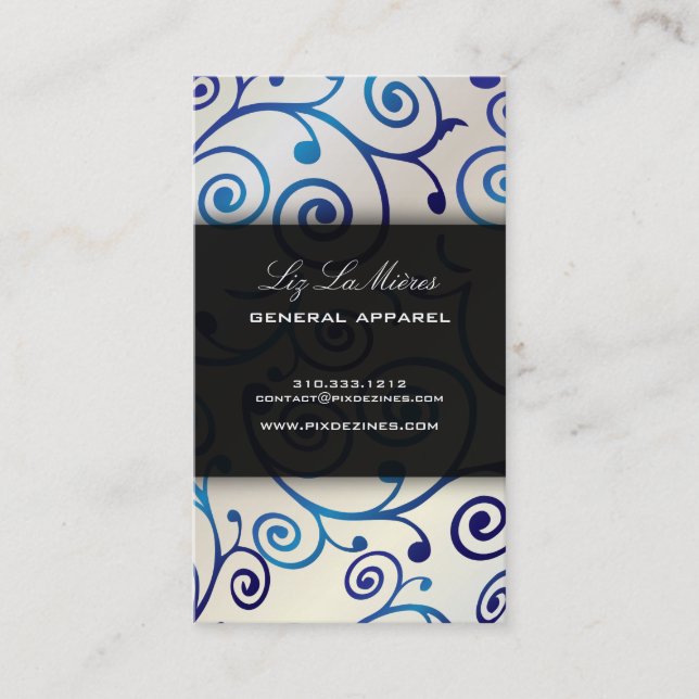 Cartão De Visita Cupcakes PixDezines espirais + safira azul (Frente)