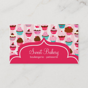 Cartão De Visita Cupcakes Rosa Modernos