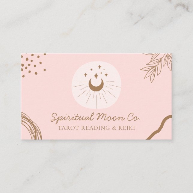 Cartão De Visita Cura Espiritual Reiki Lua Estrelas Rosa Simples (Frente)