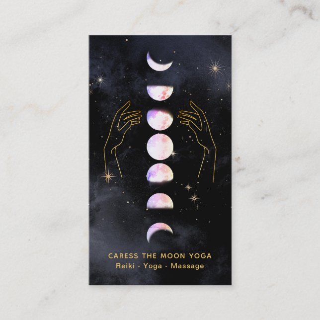 Cartão De Visita *~* Curva As Fases Da Lua OPAL + Mãos Celestiais (Frente)