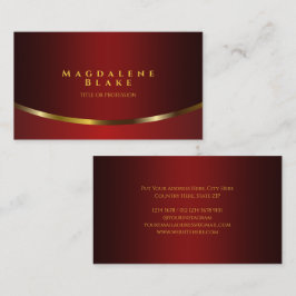 Cartão De Visita Curva Dourada Luxuosa, Borgonha Vermelha Minimalis