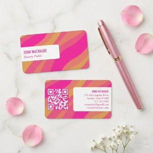 Cartão De Visita Curvas Coloridas Listras Minimalistas Retro QR Per