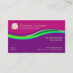 Cartão de Visita Curvas Rosa Roxo Verde