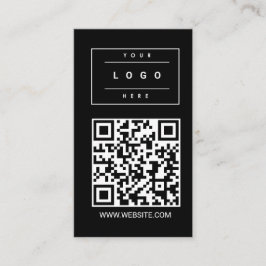 Cartão De Visita Custom Black Business Logo and Website QR Code