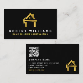 Cartão De Visita Custom Construction Black Gold Home Building Lux