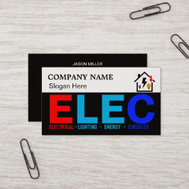 Cartão De Visita Custom Electrician Business Card with Company Logo