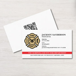 Cartão De Visita Custom Fire Department Firefighter QR Code Logo