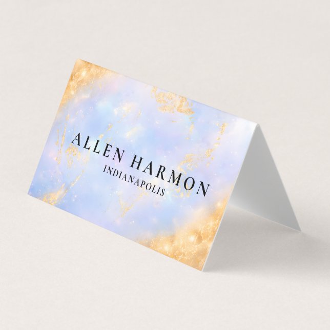 Cartão De Visita Custom Glitter Blue Opal Stone Background  (Frente)