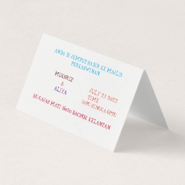 Cartão De Visita Custom Horizontal Tent Fold Folded Business Card (Frente)