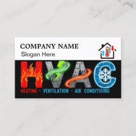 Cartão De Visita Custom HVAC Business Card with Company Logo & Slog