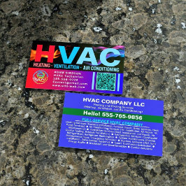 Cartão De Visita Custom HVAC Company Logo Qr Code | Professional AC