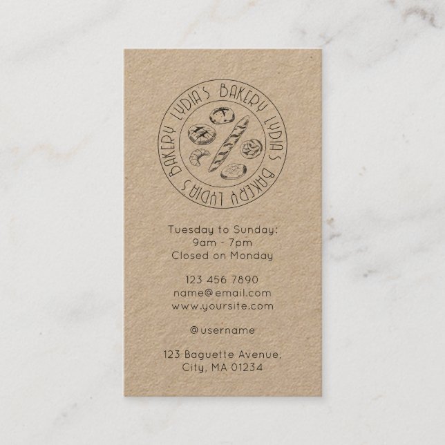 Cartão De Visita Custom Kraft Business Card with Hand-Drawn Logo (Frente)
