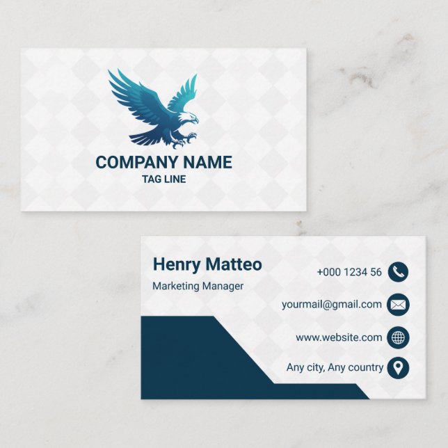 Cartão De Visita Custom Logo Geometric Business Card Corporate (Frente/Verso)