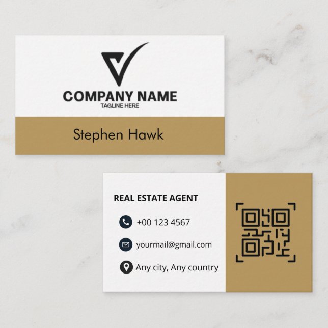 Cartão De Visita Custom Logo Luxury Business Card Real Estate Agent (Frente/Verso)