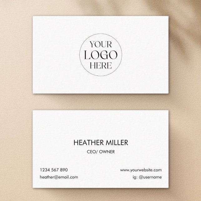 Cartão De Visita Custom Logo Modern Minimalist Black and White      (Front and Back)