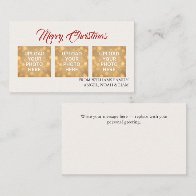 Cartão De Visita Custom Merry Christmas Photo Card (Frente/Verso)