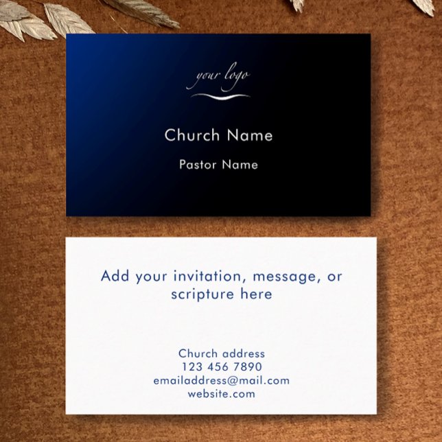 Cartão De Visita Custom Modern Blue Gradient Church Pastor Minister (Add your custom text to these blue gradient modern Church pastor or minister business card template.)
