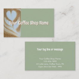 Cartão De Visita Custom Modern Sage Coffee Shop Photo Template