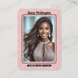 Cartão De Visita Custom Pageant Trading Cards | Rose Gold Glitter