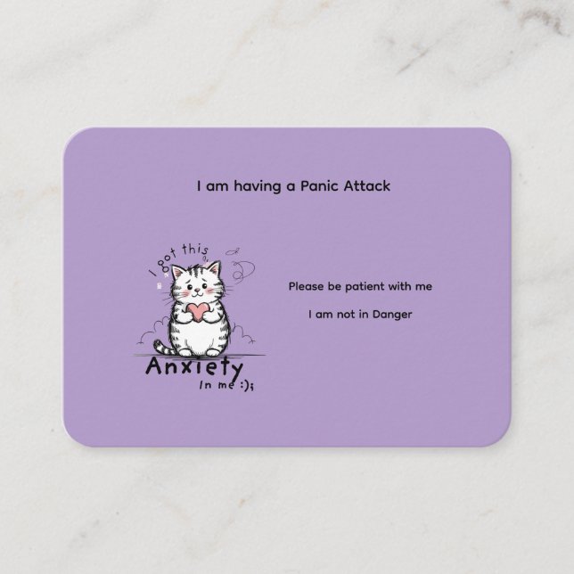 Cartão De Visita Custom Panic Attack Help Card  (Frente)