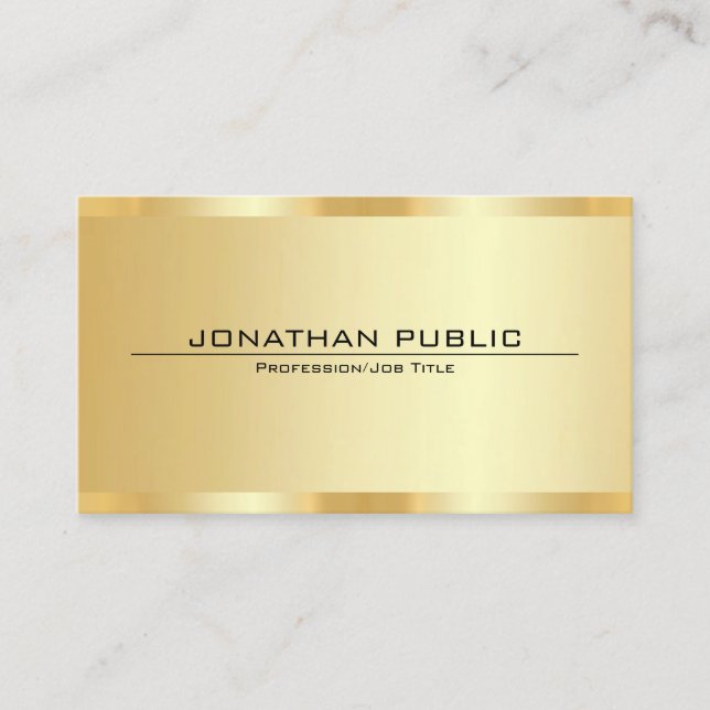 Cartão De Visita Custom Professional Elegant Faux Gold Template (Frente)