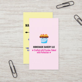 Cartão De Visita Custom Professional Pink Slogans & Bakery Logo