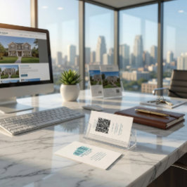 Cartão De Visita Custom Real Estate Business Card with QR Code