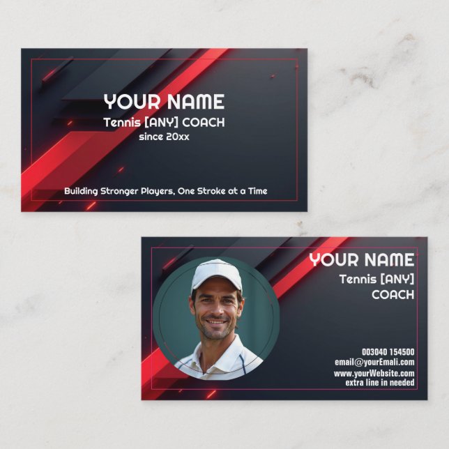 Cartão De Visita 🎾Custom text, Any Coach Custom Coach (Frente/Verso)