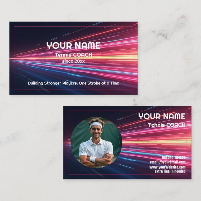 Cartão De Visita 🎾Custom text, Any Coach Mode On (Frente/Verso)