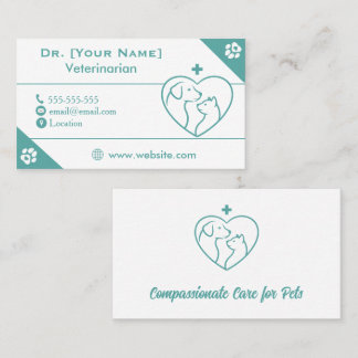 Cartão De Visita Custom Veterinarian Business Card Minimalist