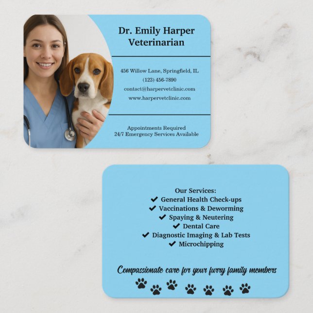 Cartão De Visita Customizable Veterinarian Business Card  (Frente/Verso)