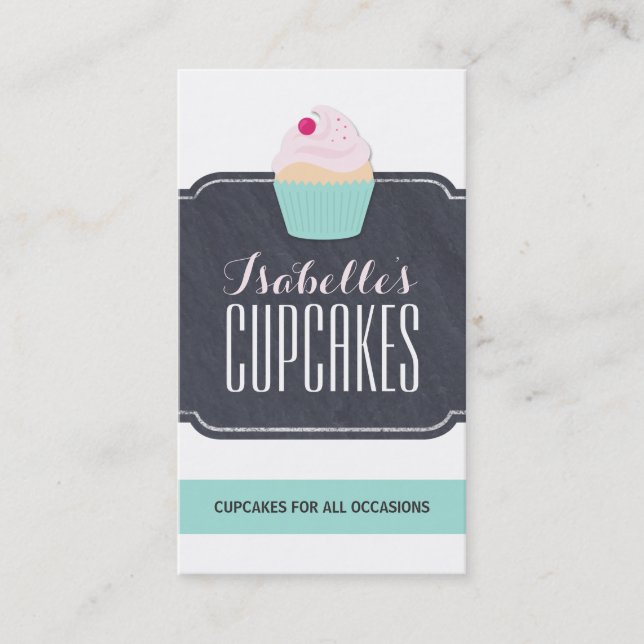 Cartão de visita customizável moderno do cupcake (Frente)