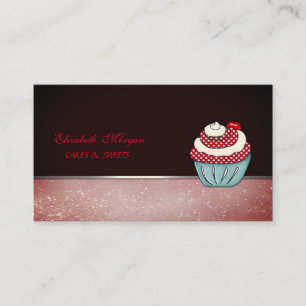 Cartão De Visita Cute Adorável  Elegante Cupcake Cereja Padaria
