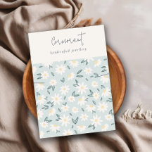 Cute Daisy Floral Aqua Blue Script Necklace