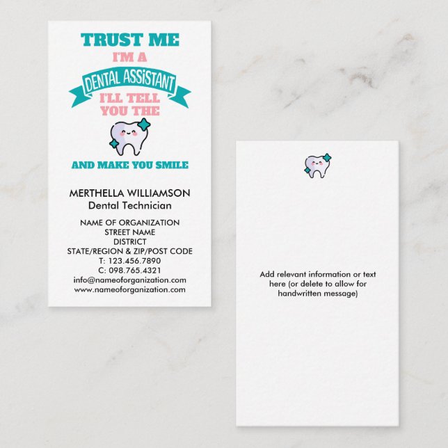 Cartão De Visita Cute DENTAL ASSISTANT Tell You The Truth (Frente/Verso)