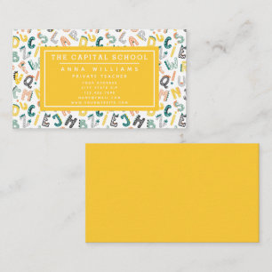 Cartão De Visita Cute Dino Alphabet - Professor Tutor privado