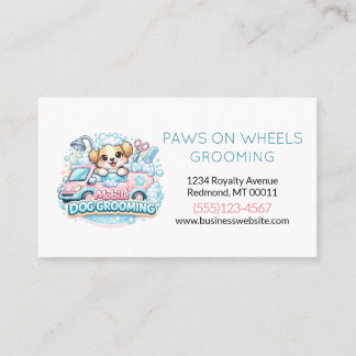 Cartão De Visita Cute Dog Mobile Pet Grooming Service 