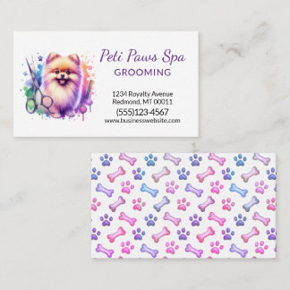 Cartão De Visita Cute Dog Pet Grooming Service 