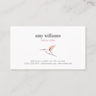 Cartão De Visita Cute hummingbird illustration feminine chic card