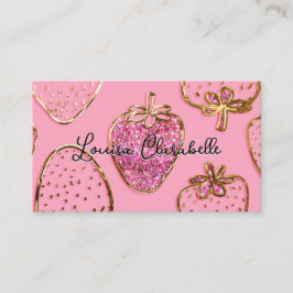 Cartão De Visita Cute Luxury Blush Pink Strawberry Pattern