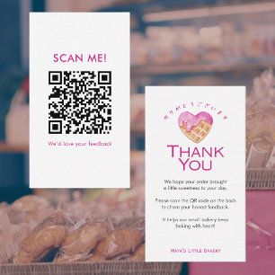 Cartão De Visita Cute Pink Heart Waffle Deixe um Comentário QR Code