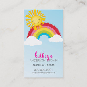Cartão De Visita CUTE RAINBOW + LOGOTIPO SUN colorido céu brilhante