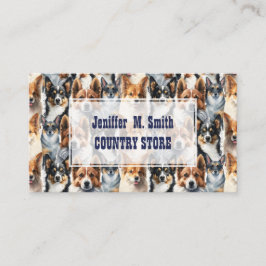 Cartão De Visita Cute Watercolor Corgi Dog Pattern                 