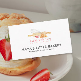 Cartão De Visita Cute Watercolor Whisk Pin Bakery Pastry Chef