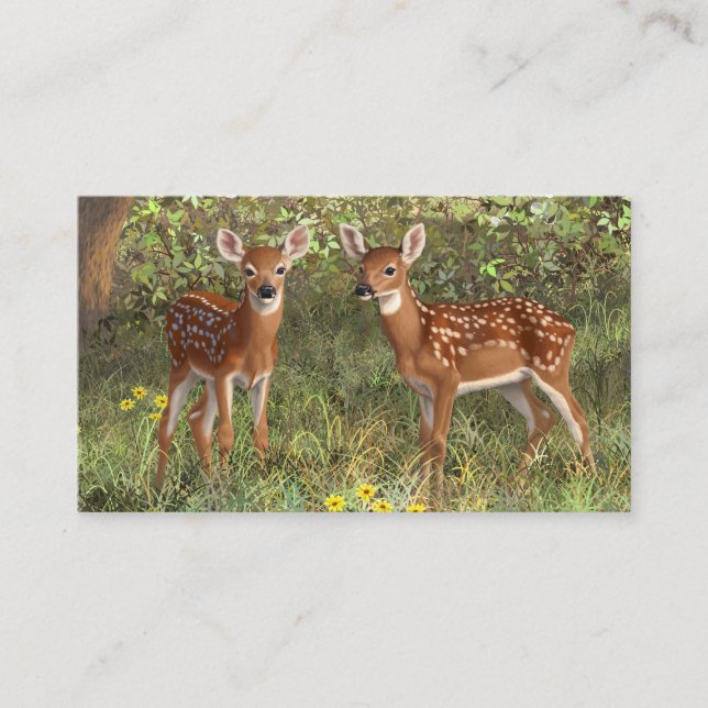 Cartão De Visita Cute Whitetail Deer Twin Fawns (Frente)