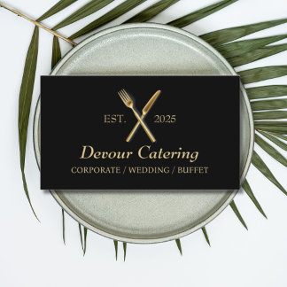 Cartão De Visita Cutlery QR Code Chef Caterer Caterer Services