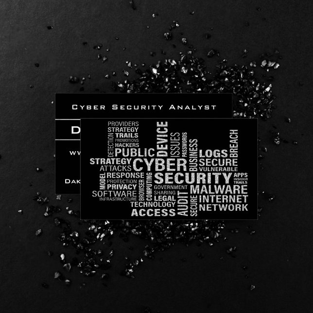 Cartão De Visita Cyber Security Intelligence Modern Silver Black (Criador carregado)