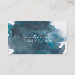 Cartão de visita da aguarela dos azuis marinhos
